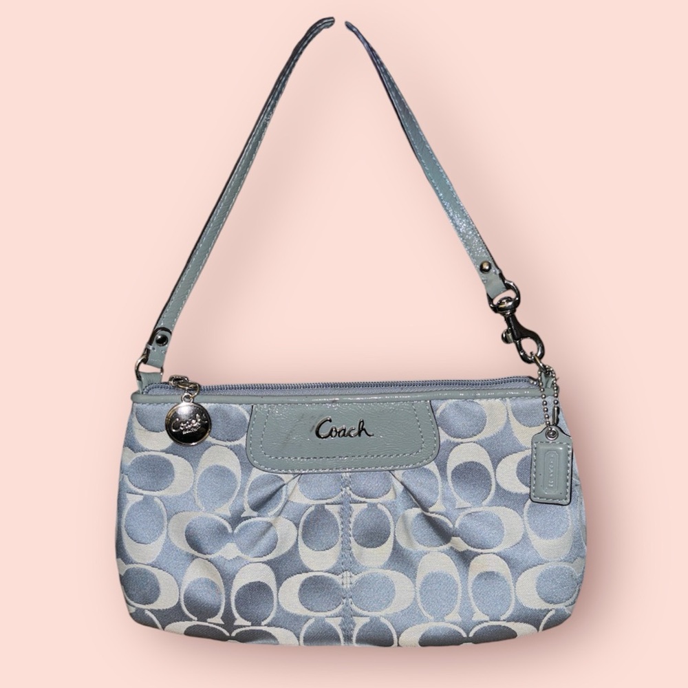 Coach | Bags | Ashley Signature Gray Jacquard/Leather Mini Bag Wristlet